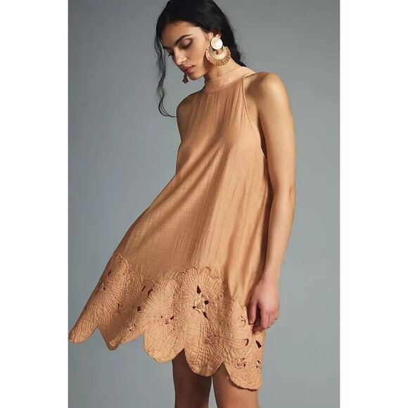 Anthropologie Floral Cutwork Halter Dress XS NEW - Picture 2 of 4